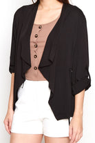 نتشي سترة سادة بدون سحاب مفتوحة بأكمام طويلة