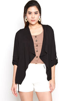 نتشي سترة سادة بدون سحاب مفتوحة بأكمام طويلة