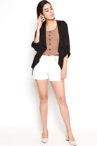 نتشي سترة سادة بدون سحاب مفتوحة بأكمام طويلة