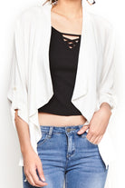 نتشي سترة سادة بدون سحاب مفتوحة بأكمام طويلة