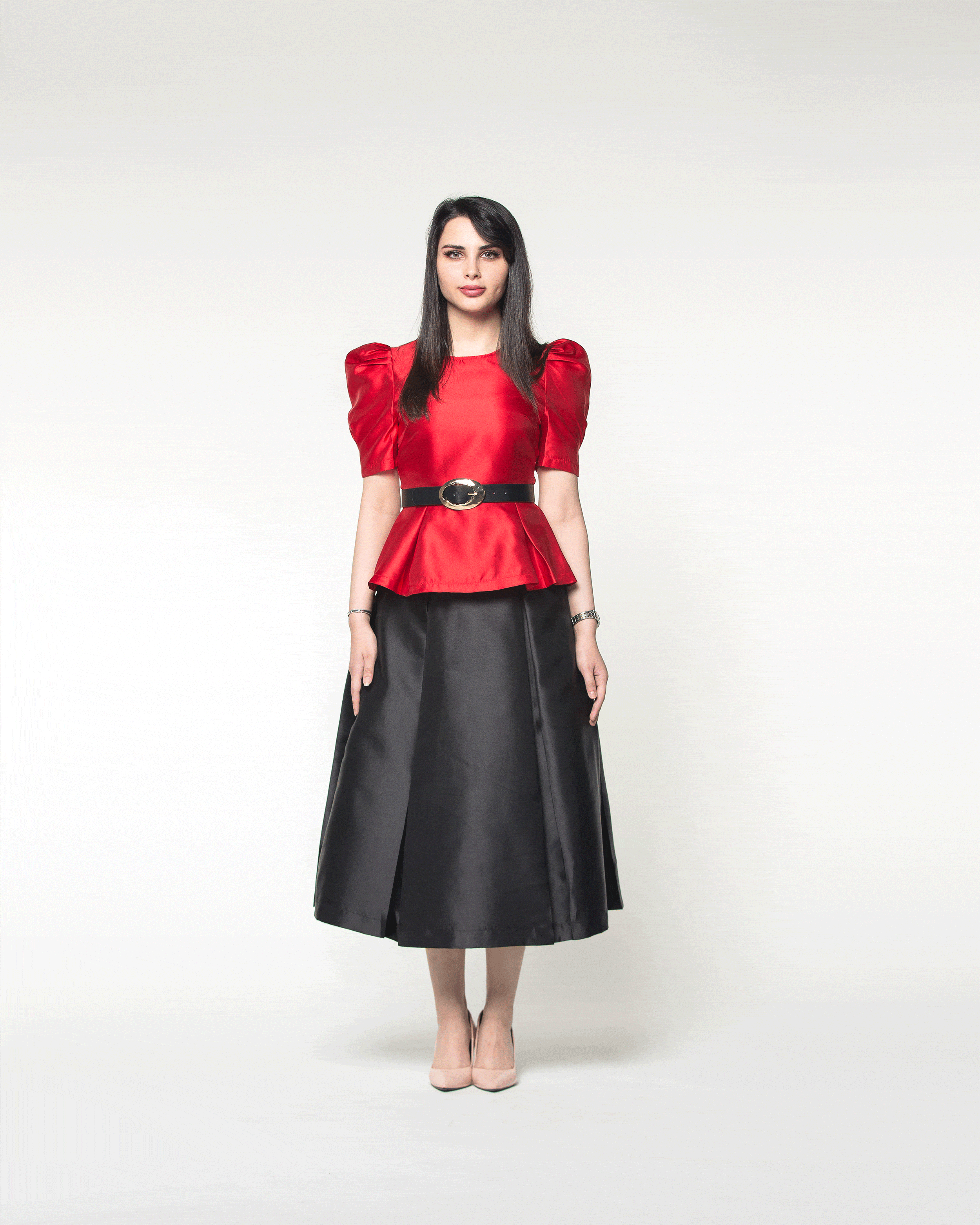 نتشي تنورة ميدي سهرة قماش تفتا سادة ناعمة