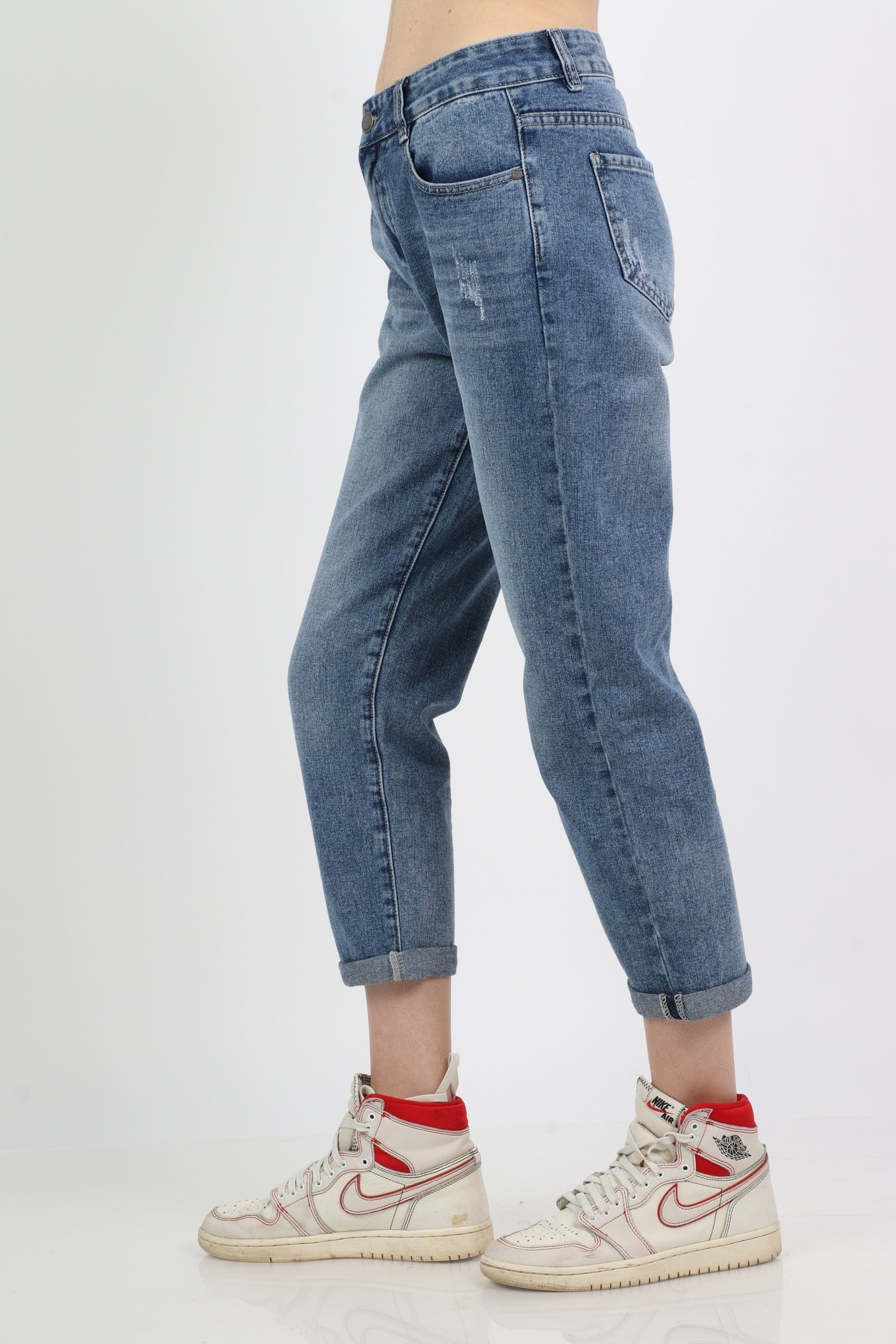 ميكا بنطلون جينز بسحاب وزرار وجيوب طويل نسائي