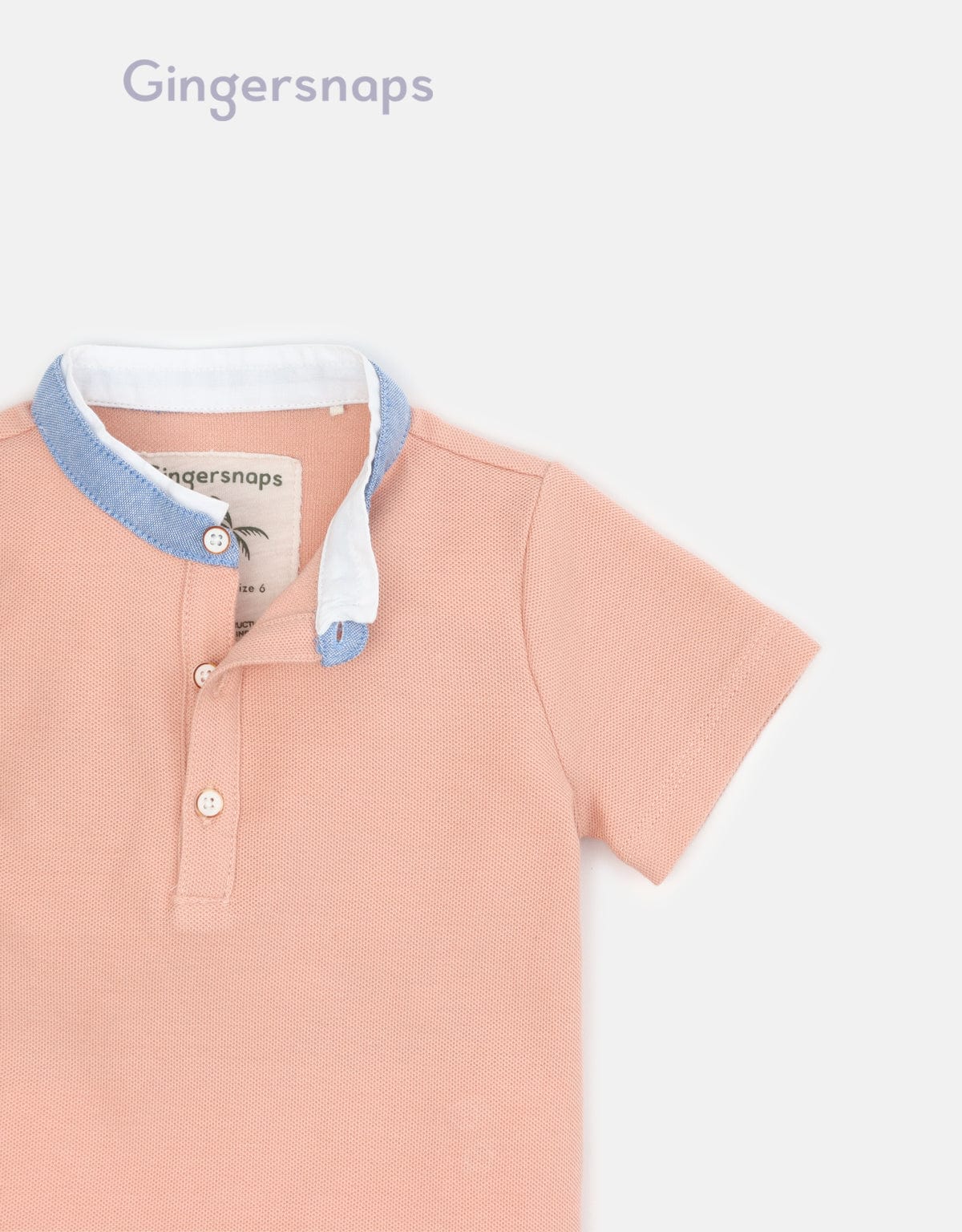 جينجرسنابس تيشيرت أولادي نص رقبة مزين بجينز وردي باهت