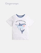 جينجرسنابس بيجامة أولادي تيشيرت نص كم أولادي أبيض