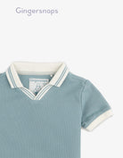 جينجرسنابس تي شيرت بولو للأولاد الرضع سادة بياقة مطاطية مخططة أخضر