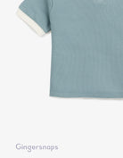 جينجرسنابس تي شيرت بولو للأولاد الرضع سادة بياقة مطاطية مخططة أخضر