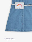 جينجرسنابس فستان جينز كم قصير شنطة على الخصر كم قصير بناتي أزرق