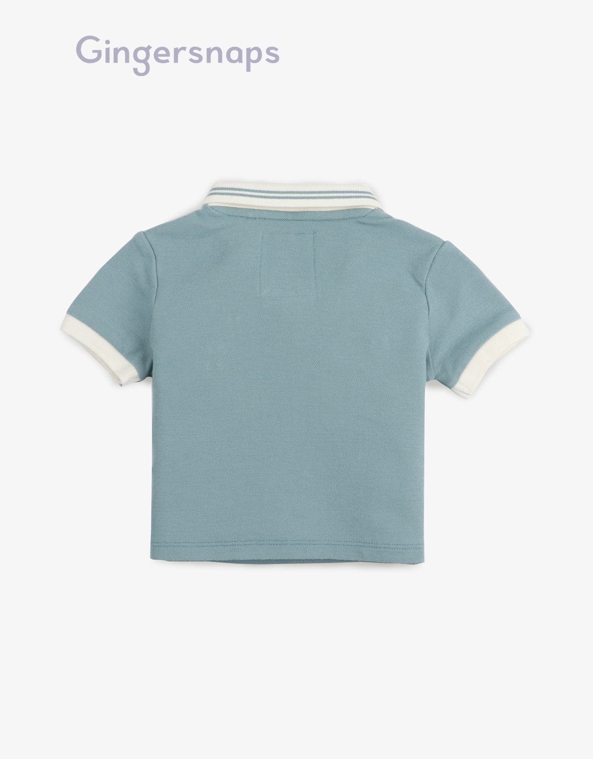 جينجرسنابس تي شيرت بولو للأولاد الرضع سادة بياقة مطاطية مخططة أخضر