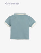 جينجرسنابس تي شيرت بولو للأولاد الرضع سادة بياقة مطاطية مخططة أخضر