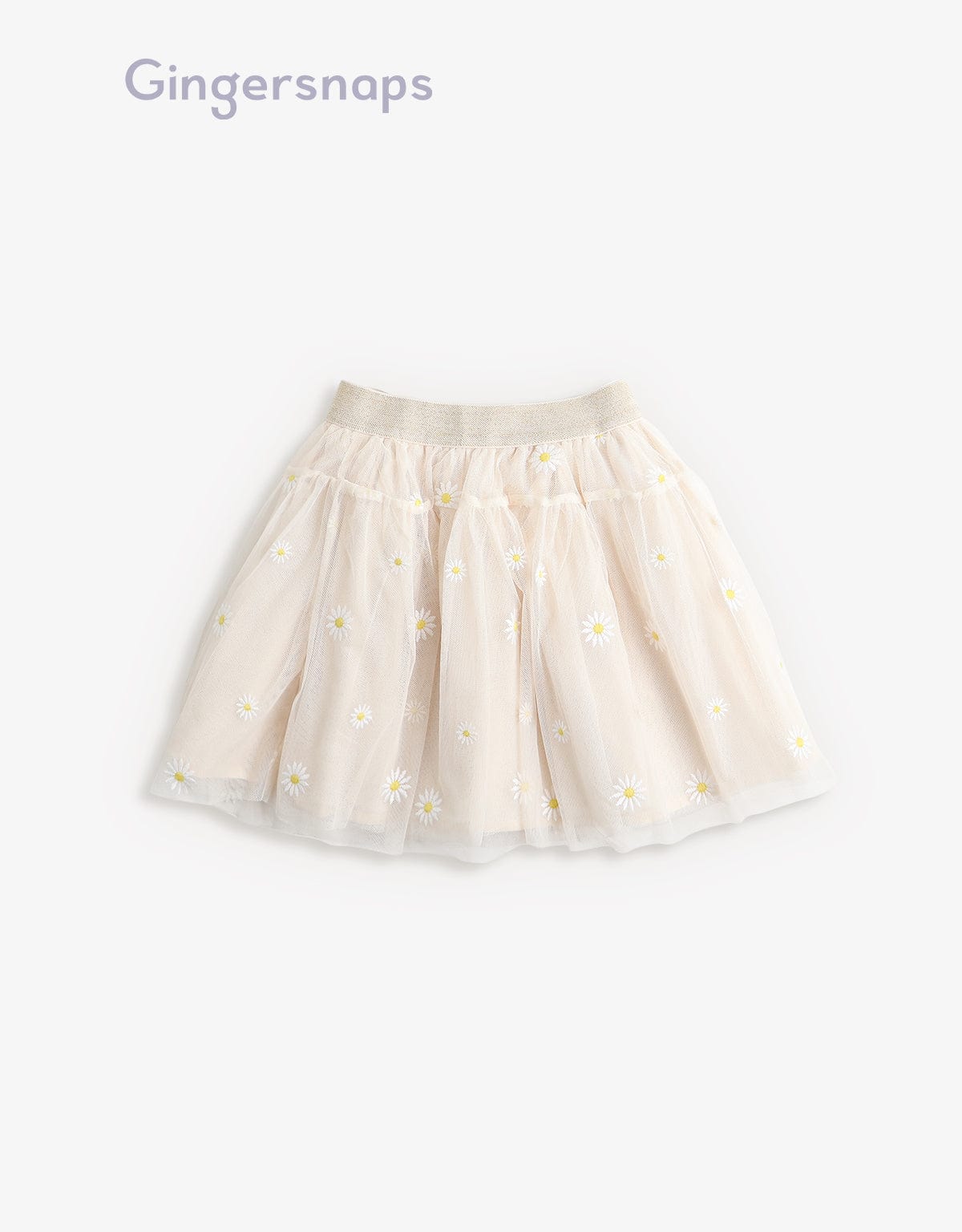 جينجرسنابس تنورة بناتي تل كلوش مزينة بالورد البيج