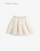 جينجرسنابس تنورة بناتي تل كلوش مزينة بالورد البيج