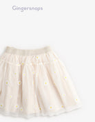 جينجرسنابس تنورة بناتي تل كلوش مزينة بالورد البيج