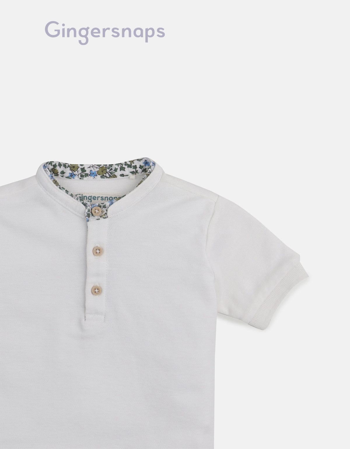 جينجرسنابس تي شيرت بولو للأولاد الرضع سادة بياقة مشجرة أبيض