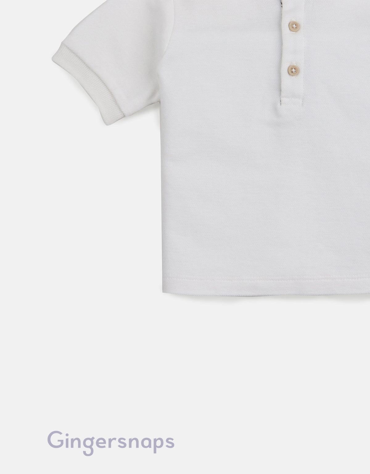 جينجرسنابس تي شيرت بولو للأولاد الرضع سادة بياقة مشجرة أبيض