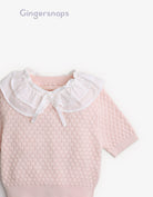 جينجرسنابس بلوزة بناتي منقوش نص كم برباط وردي