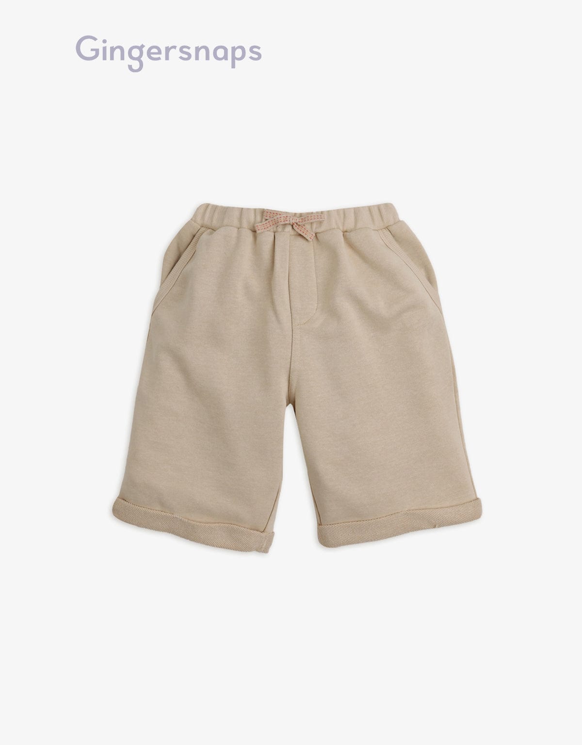 جينجرسنابس شورت ولادي سادة قصير برباط على الخصر البيج