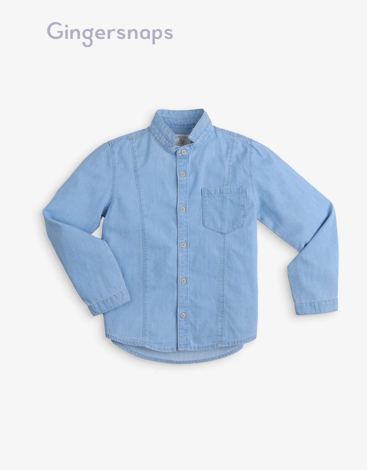 جينجرسنابس قميص جينز كم طول بأزرار أمامية أولادي أزرق