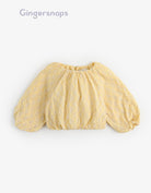 جينجرسنابس بلوزة بناتي مخرمة واسعة كم طويل أصفر