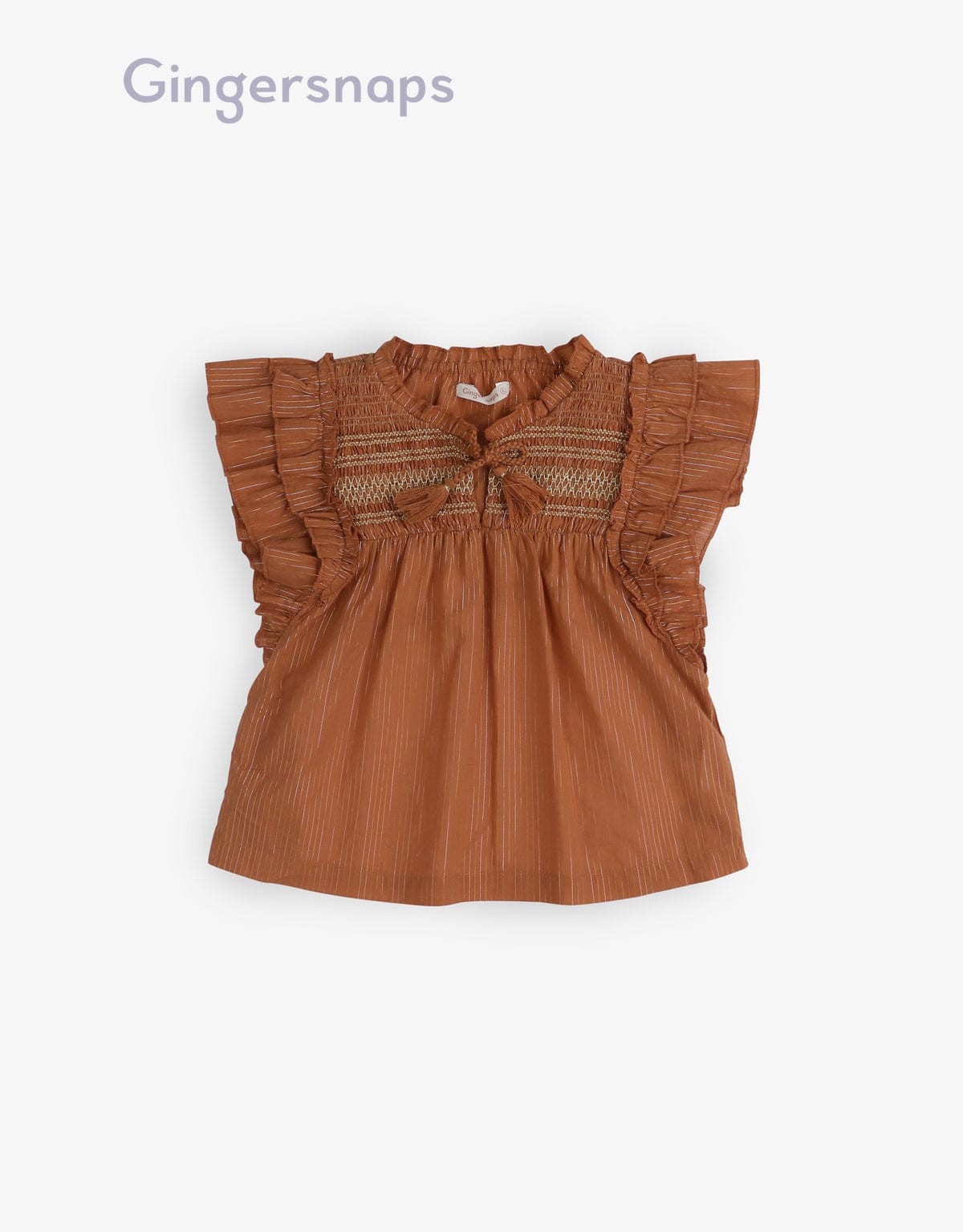 جينجرسنابس بلوزة مخططة على شكل فراشة بناتي بني