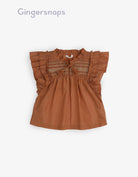 جينجرسنابس بلوزة مخططة على شكل فراشة بناتي بني