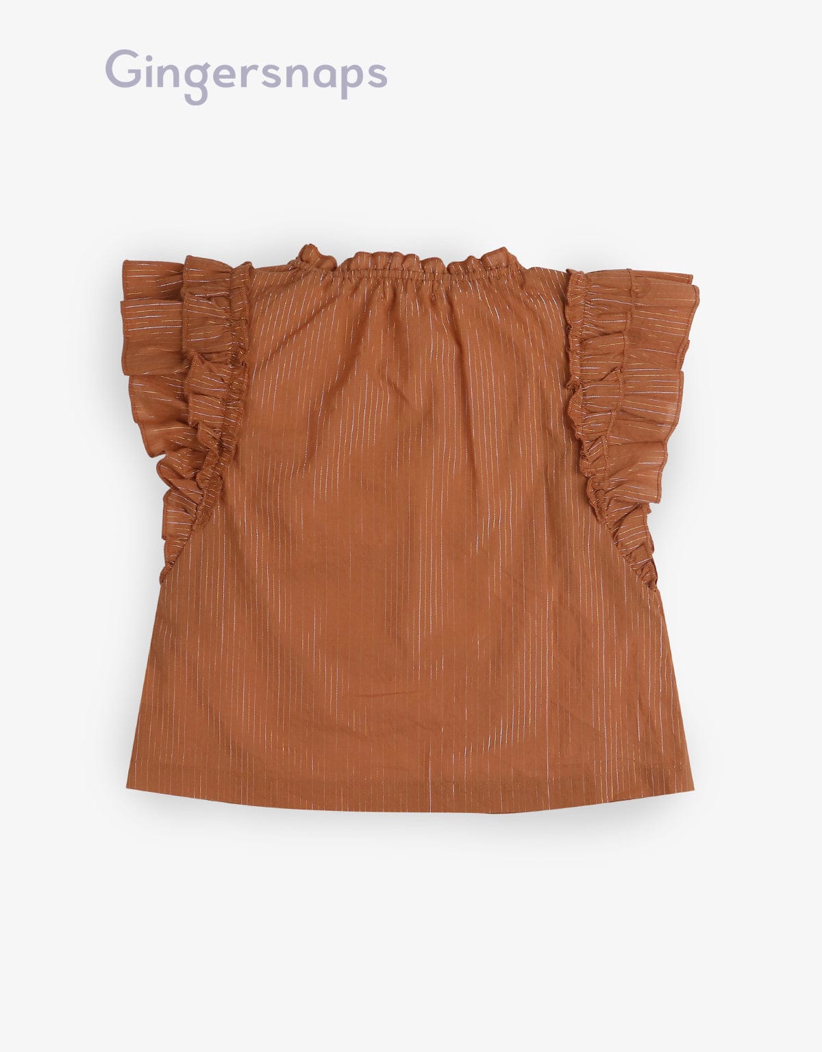 جينجرسنابس بلوزة مخططة على شكل فراشة بناتي بني