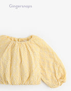 جينجرسنابس بلوزة بناتي مخرمة واسعة كم طويل أصفر