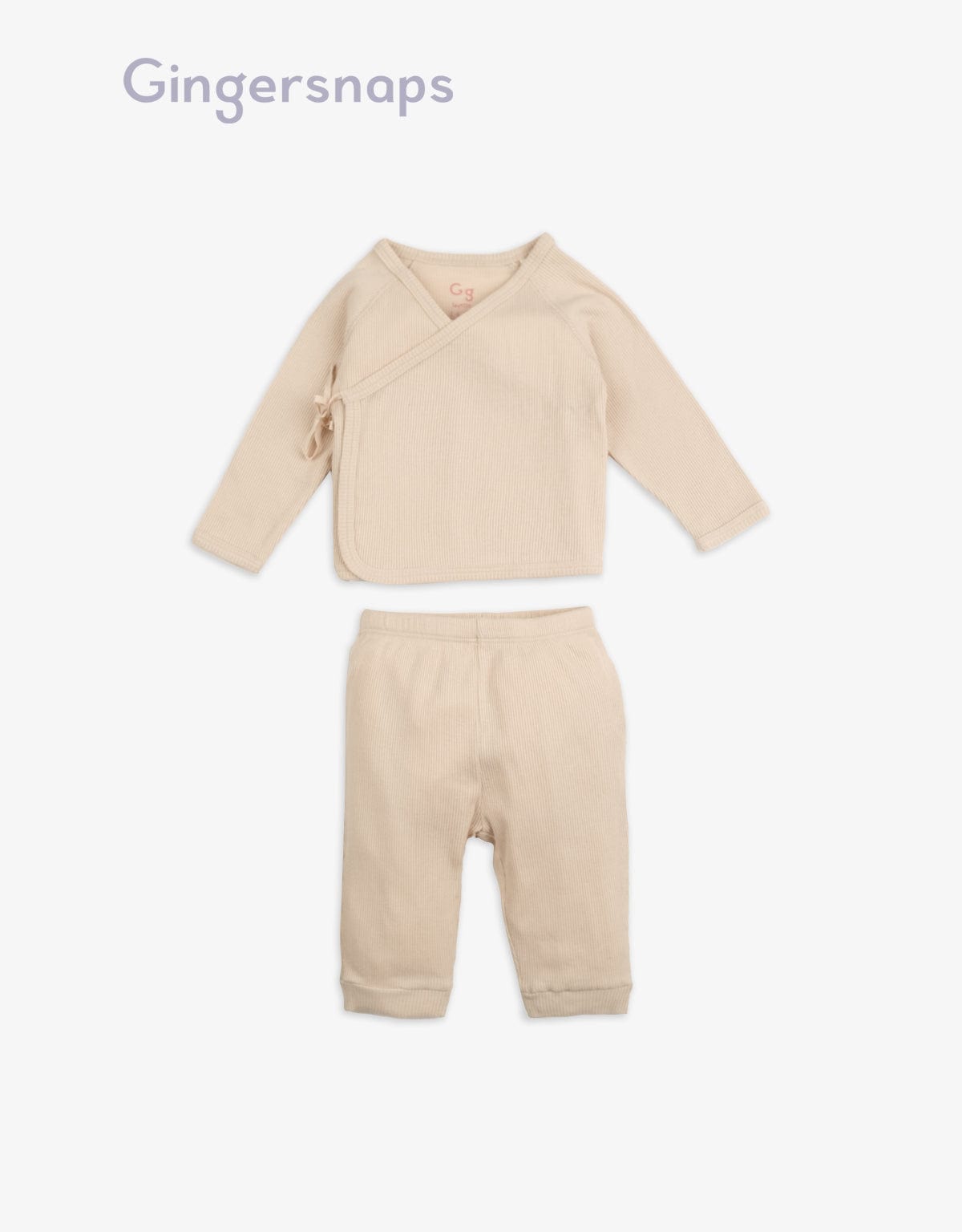 جينجرسنابس طقم مواليد سادة بلوزة ملفوفة وبنطلون وردي