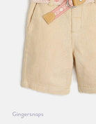 جينجرسنابس شورت رضع ولادي بحزام سادة البيج