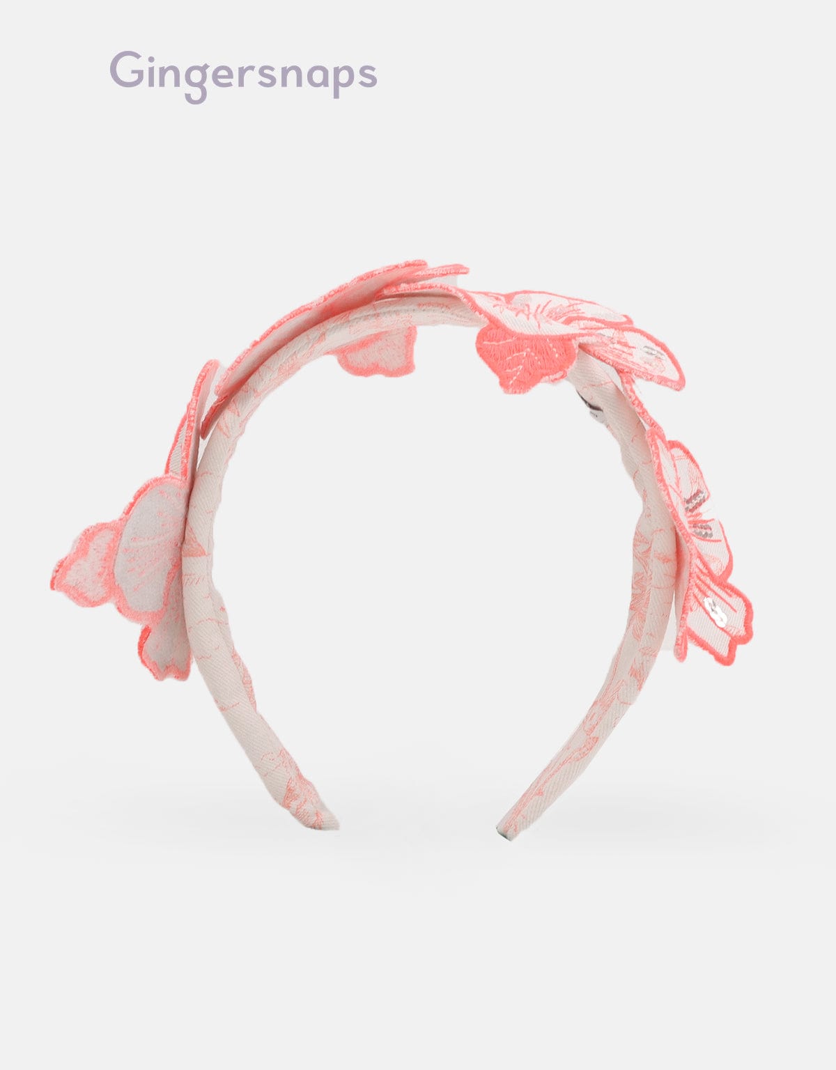 جينجرسنابس طوق منقوش بفيونكة بناتي وردي