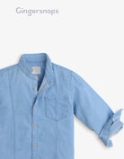 جينجرسنابس قميص جينز كم طول بأزرار أمامية أولادي أزرق