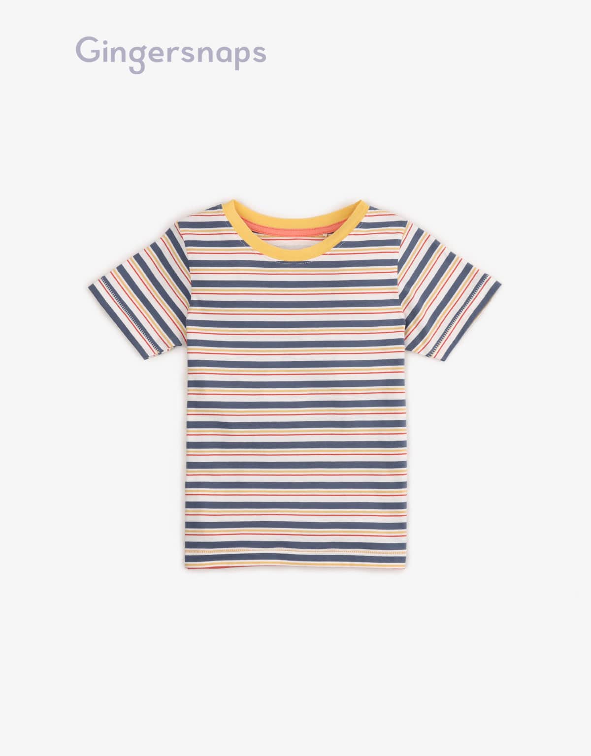 جينجرسنابس تي شيرت ولادي بالعرض نص كم متعدد الألوان