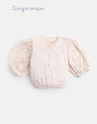 جينجرسنابس كارديجان بناتي بأزرار امامية كم دانتيل بف وردي