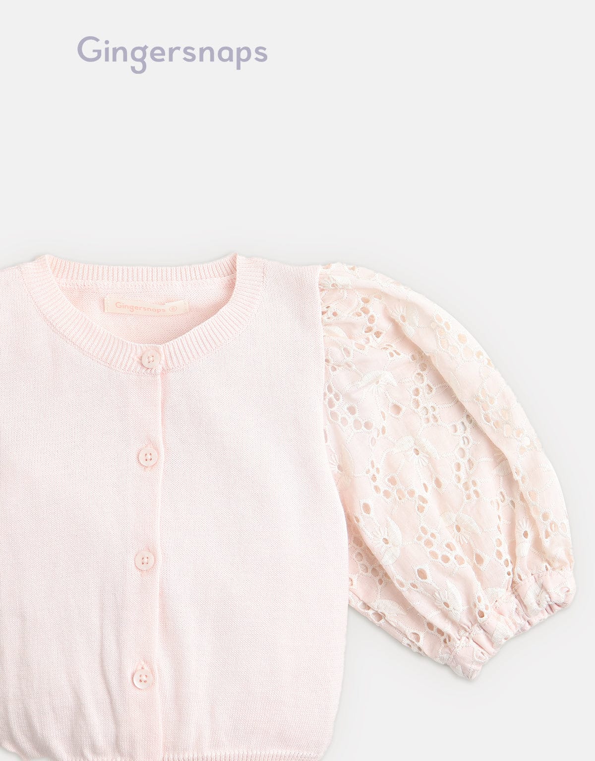 جينجرسنابس كارديجان بناتي بأزرار امامية كم دانتيل بف وردي