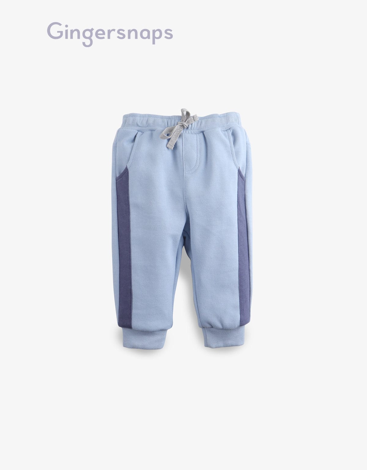 جينجرسنابس بنطلون أولادي سادة بخطوط جانبية وبرباط أزرق