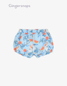 جينجرسنابس شورت رضع بناتي بنمط رسومات طيور وزهور أزرق