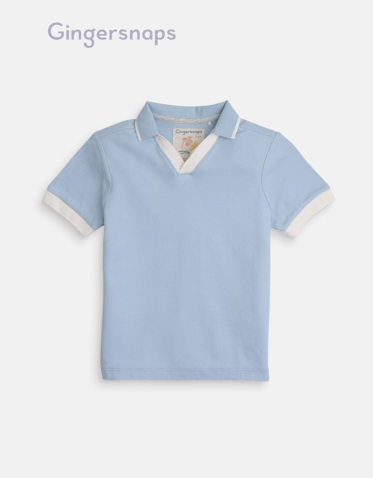 جينجرسنابس تيشيرت سادة سبعة كم قصير أولادي أزرق