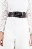 كيتشن حزام عريض جلد منقوش بربطة أمامية نسائي